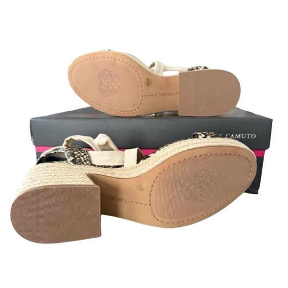 Vince Camuto Roreka Espadrille Block Heel Sandal Warm Vanilla Black Python - Picture 8 of 14